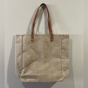 Brown burlap tote bag